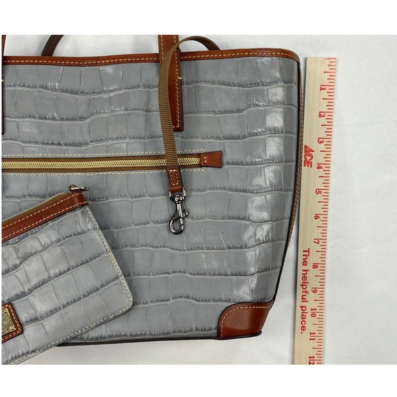 Dooney & Bourke Tote Bag in a Gray Crocodile-Embossed Leather Finish - Picture 4 of 16